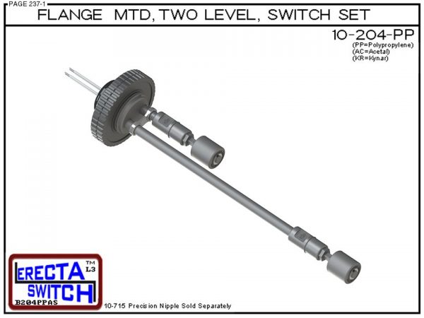 10-204-PP Flange Mounted Two Level Float Switch Set (Polypropylene) - OEM 10 Pack -0