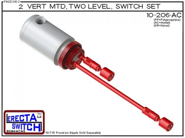 10-206-AC 2" NPT Relay Housing 2 Level Drum Float Switch Set (Acetal)-0