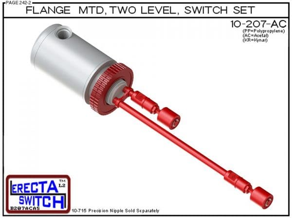 10-207-AC Flange Mounted Relay Housing 2 Level Switch Set (Acetal)-0