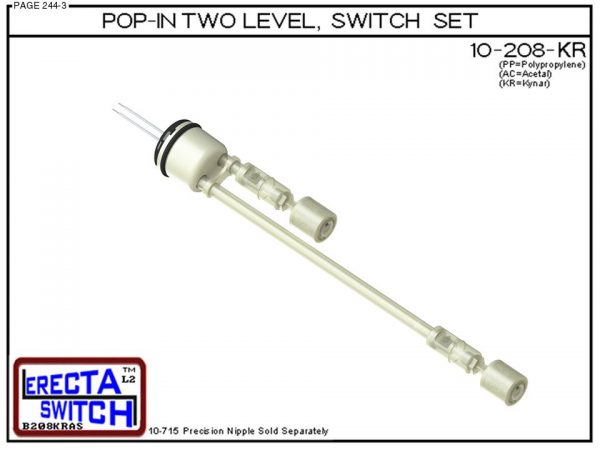 10-208-KR Pop-In Mount 2 Level Float Switch Set (PVDF Kynar)-0