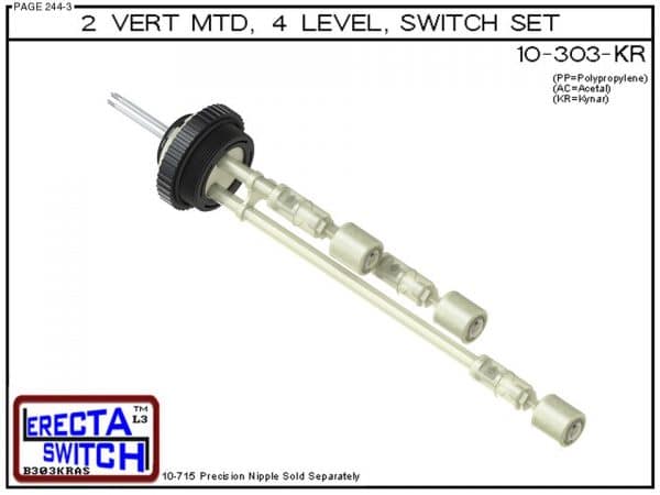 10-303-KR 2" NPT 3 Level Drum Float Switch Set (PVDF Kynar)