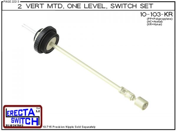 10-103-KR 2" NPT Vertical Mounted One Level Extended Stem Level Switch Set (PVDF Kynar) - OEM 10 Pack -0