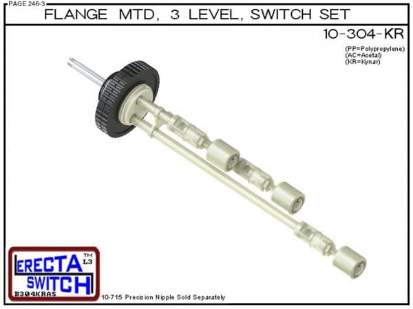 10-304-KR Flange Mounted 3 Level Switch Set (PVDF Kynar) - OEM 10 Pack -0