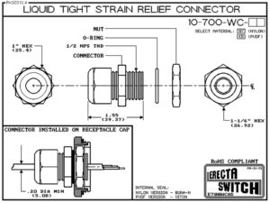 10-700-WC-NY ½” Male Liquid Tight Strain Relief Connector (NY) - 10 Pack - Image 3