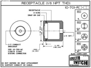 10-701-R3-PP Round Wiring Receptacle with 1/8 NPT THD (Polypropylene) - Image 3