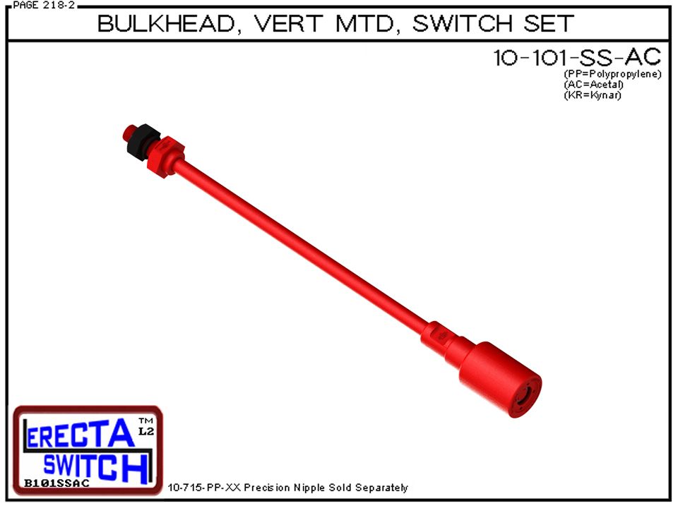 10-101-SS-AC 1/4" NPT Bulk Head Vertical Mounted Shielded Level Switch Set (Acetal) - OEM 10 Pack - Image 2