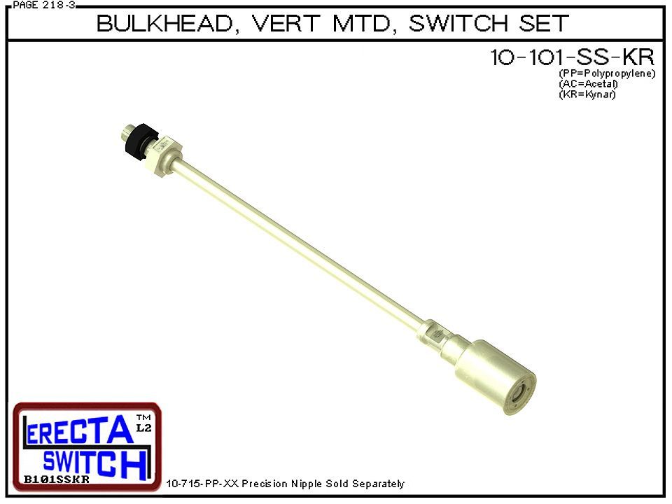 10-101-SS-KR Bulk Head Vertical Mounted Shielded Level Switch Set (PVDF Kynar) - OEM 10 Pack - Image 2