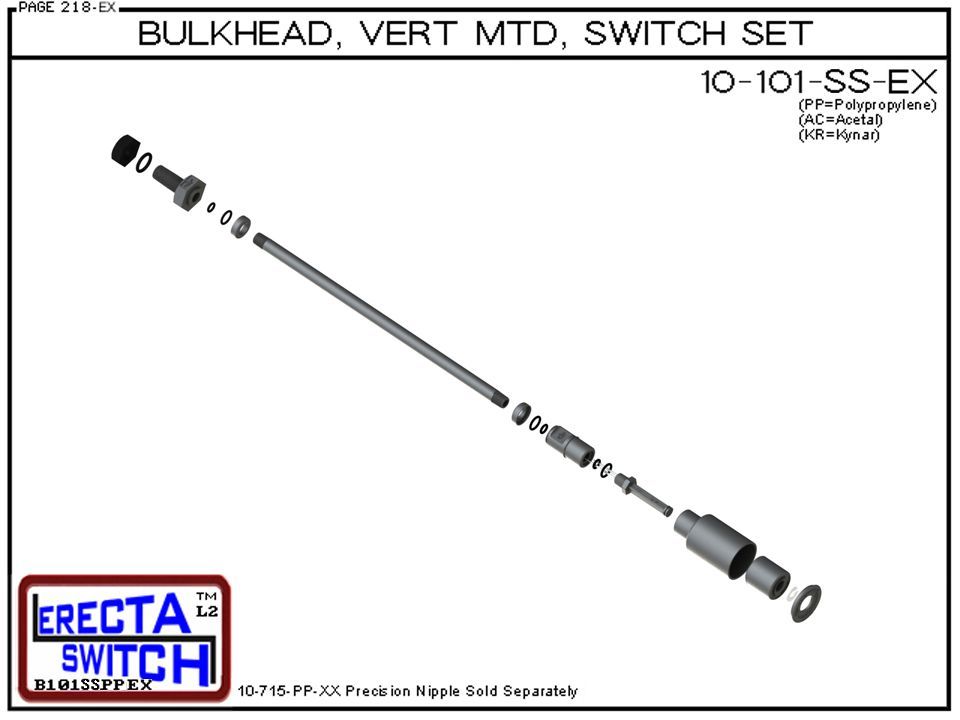 10-101-SS-KR Bulk Head Vertical Mounted Shielded Level Switch Set (PVDF Kynar) - OEM 10 Pack - Image 4