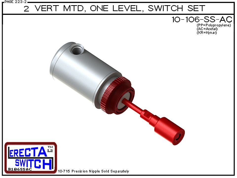 10-106-SS-AC 2" NPT Relay Housing 1 Level Extended Stem Shielded Level Switch Set (Acetal) - Image 2