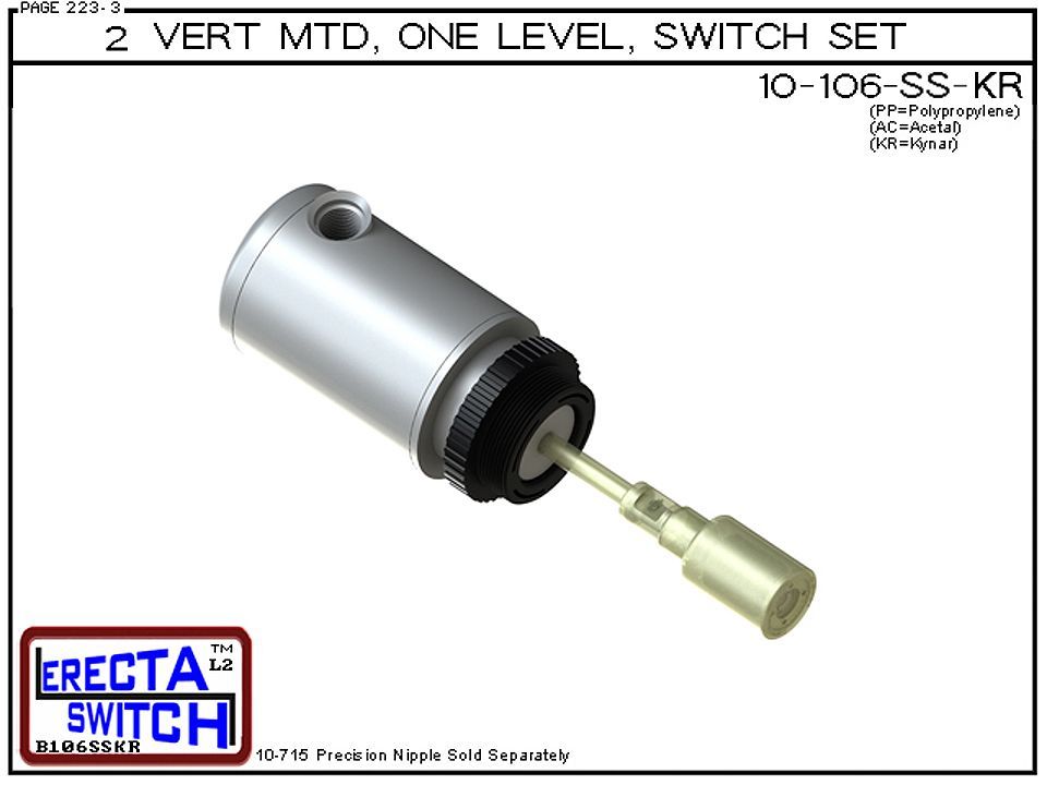 10-106-SS-KR 2" NPT Relay Housing 1 Level Extended Stem Shielded Level Switch Set (PVDF Kynar) - OEM 10 Pack - Image 2