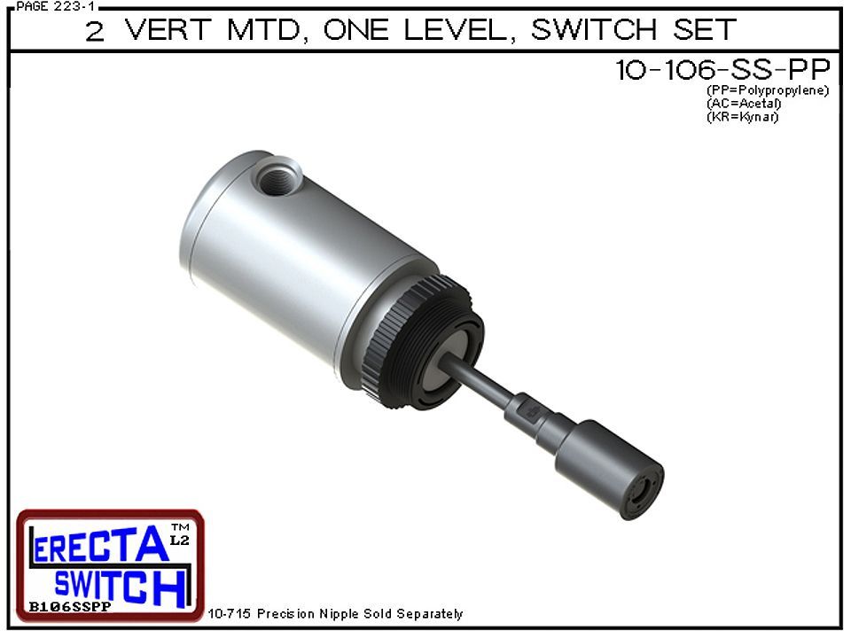 10-106-SS-PP 2" NPT Relay Housing 1 Level Ext Stem Shielded Level Switch Set (Polypropylene) - OEM 10 Pack - Image 2