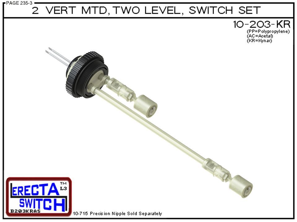 10-203-KR 2" NPT Two Level Float Switch Set (PVDF Kynar) - OEM 10 Pack - Image 2