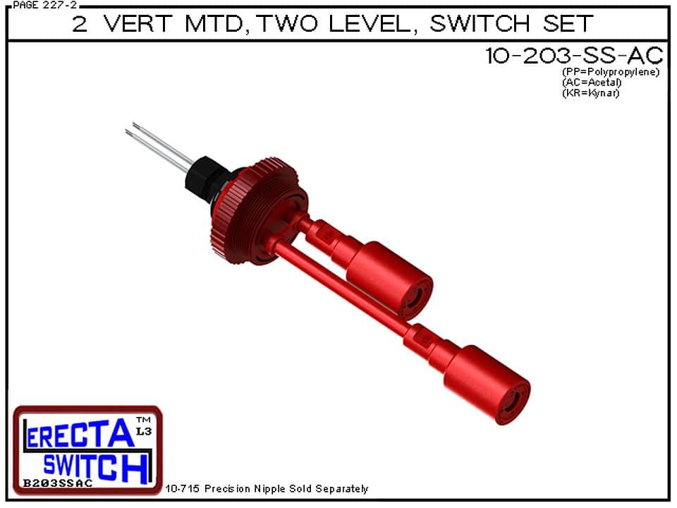 10-203-SS-AC 2" NPT Two Level Shielded Level Switch Set (Acetal) - Image 2