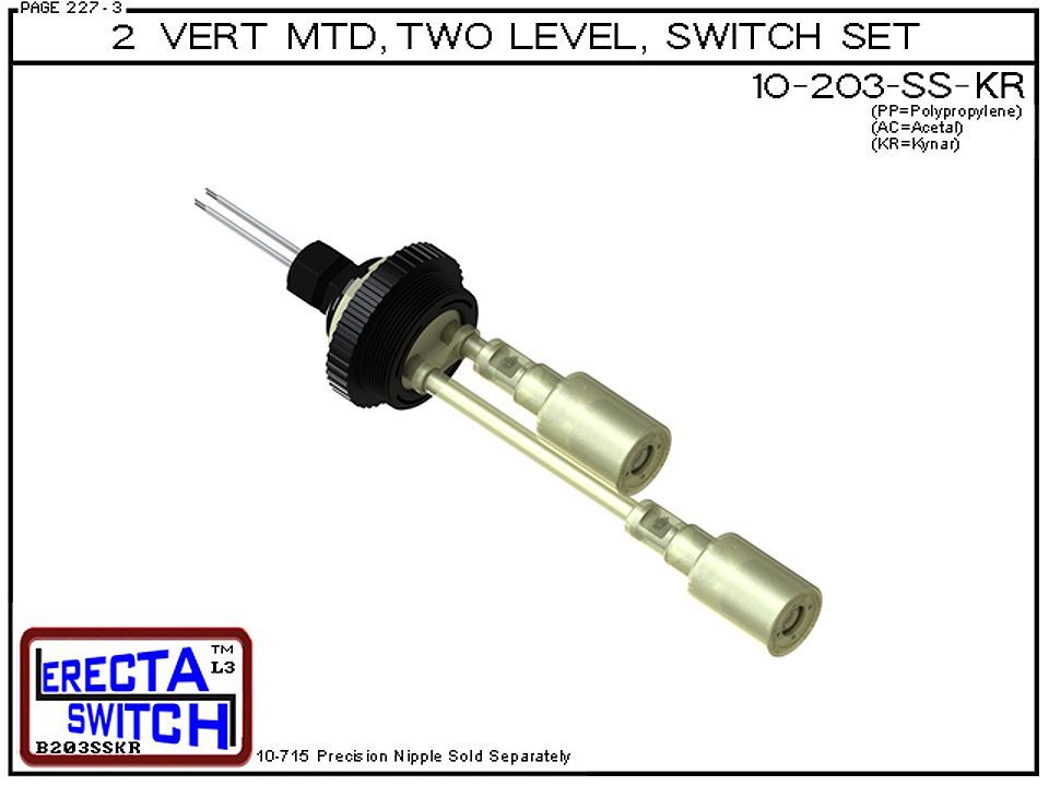 10-203-SS-KR 2" NPT Two Level Shielded Level Switch Set (PVDF Kynar) - OEM 10 Pack - Image 2