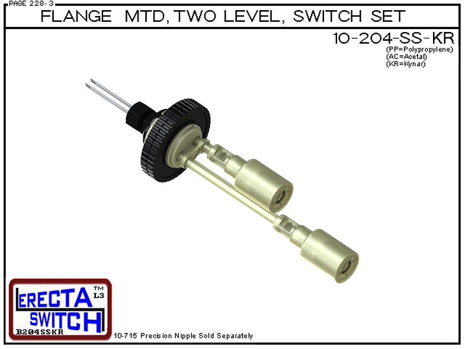 10-204-SS-KR Flange Mounted Two Level Shielded Level Switch Set (PVDF Kynar) - OEM 10 Pack - Image 2