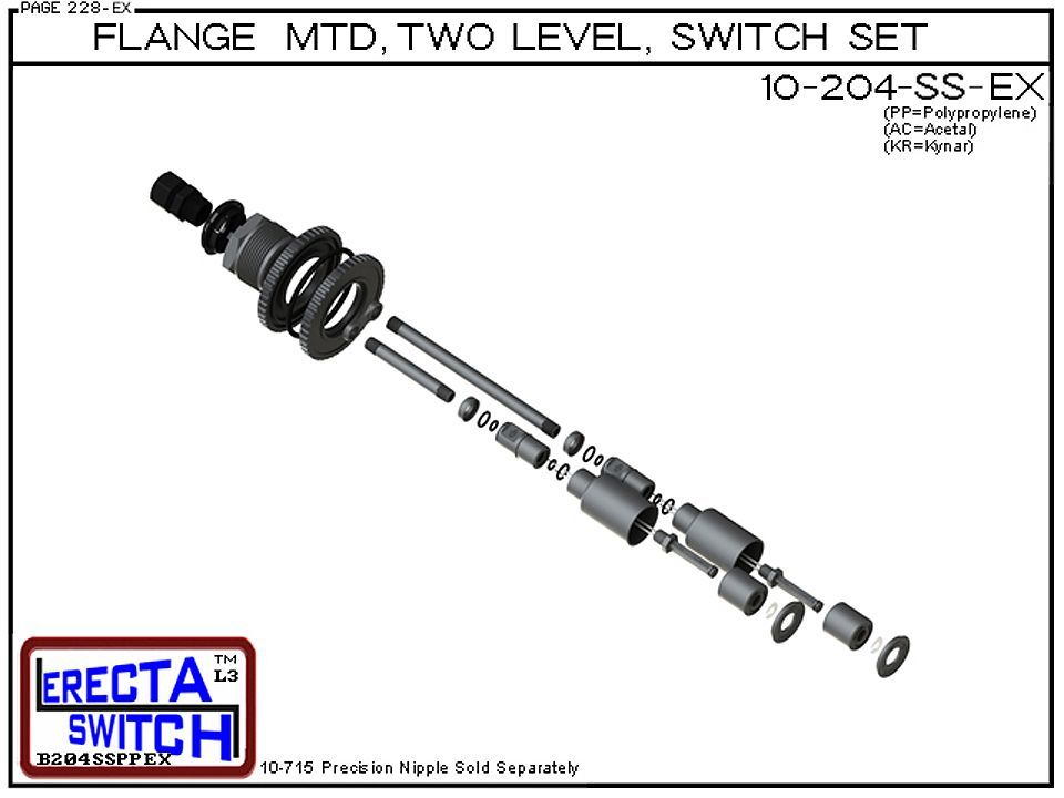 10-204-SS-AC Flange Mounted Two Level Shielded Level Switch Set (Acetal) - OEM 10 Pack - Image 4