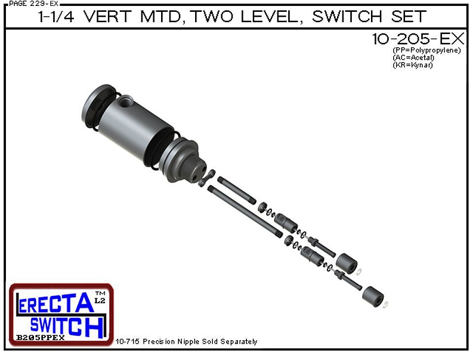 10-205-PP 1-1/4" NPT Relay Housing Extended 2 Level Switch Set (Polypropylene) - OEM 10 Pack - Image 4
