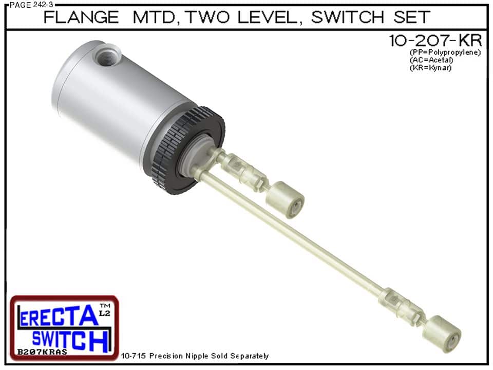 10-207-KR Flange Mounted Relay Housing 2 Level Switch Set (PVDF Kynar) - Image 2