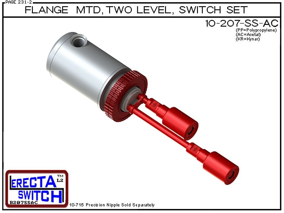 10-207-SS-AC Flange Mounted Relay Housing Shielded 2 Level Switch Set (Acetal) - Image 2
