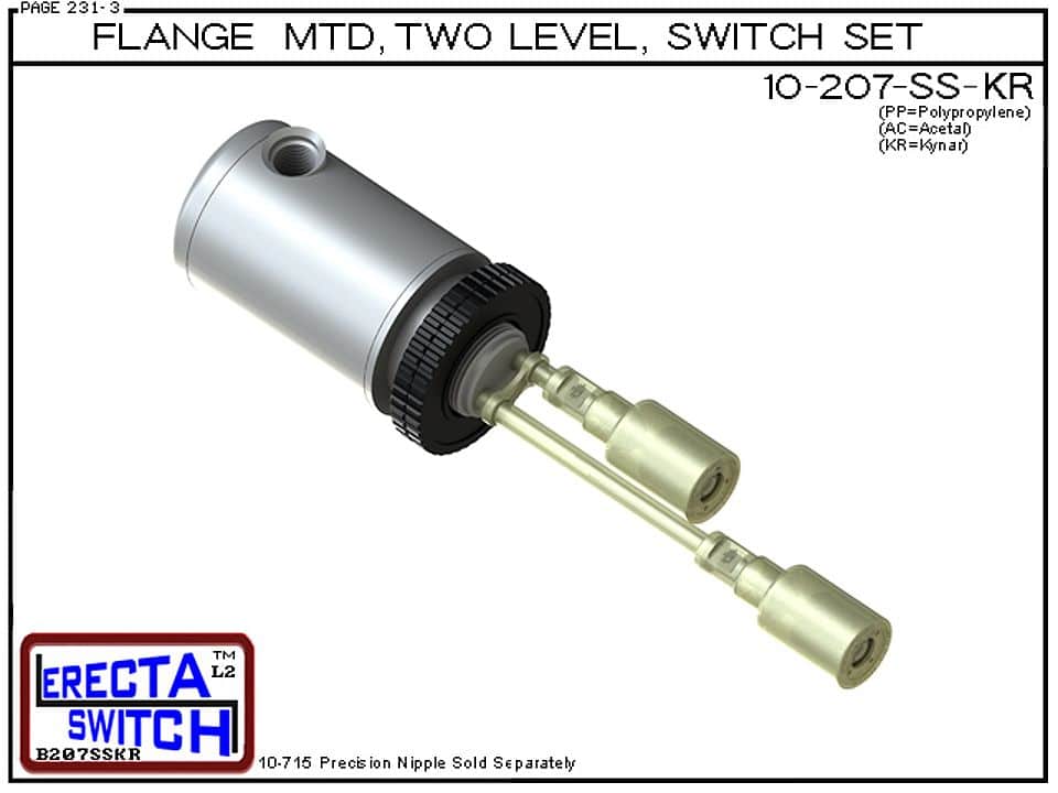 10-207-SS-KR Flange Mounted Relay Housing Shielded 2 Level Switch Set (PVDF Kynar) - Image 2