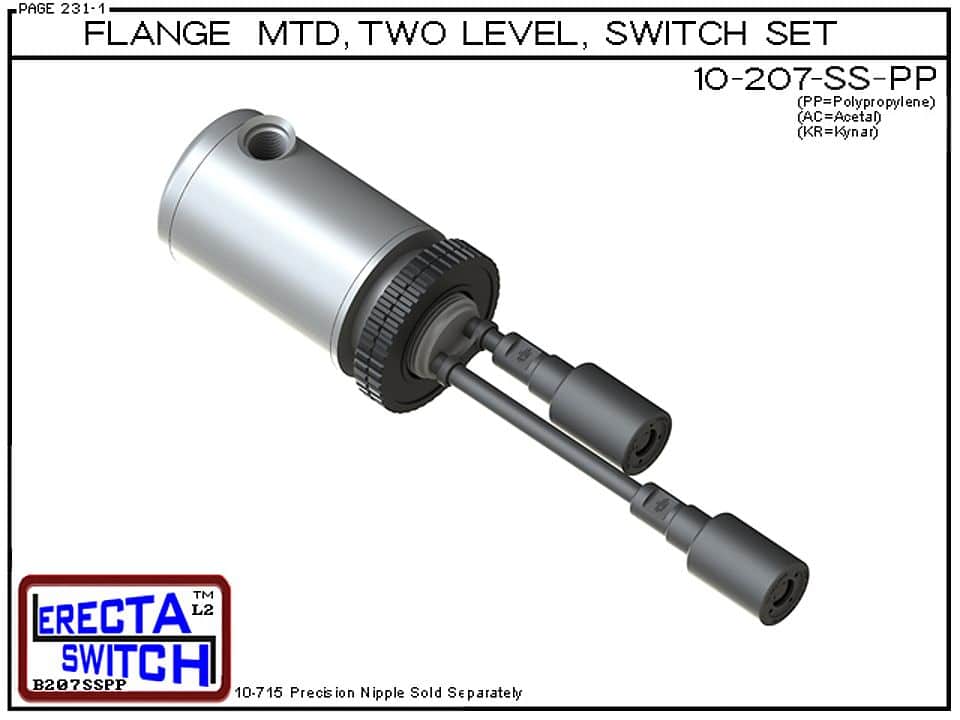 10-207-SS-PP Flange Mounted Relay Housing Shielded 2 Level Switch Set (Polypropylene) - Image 2