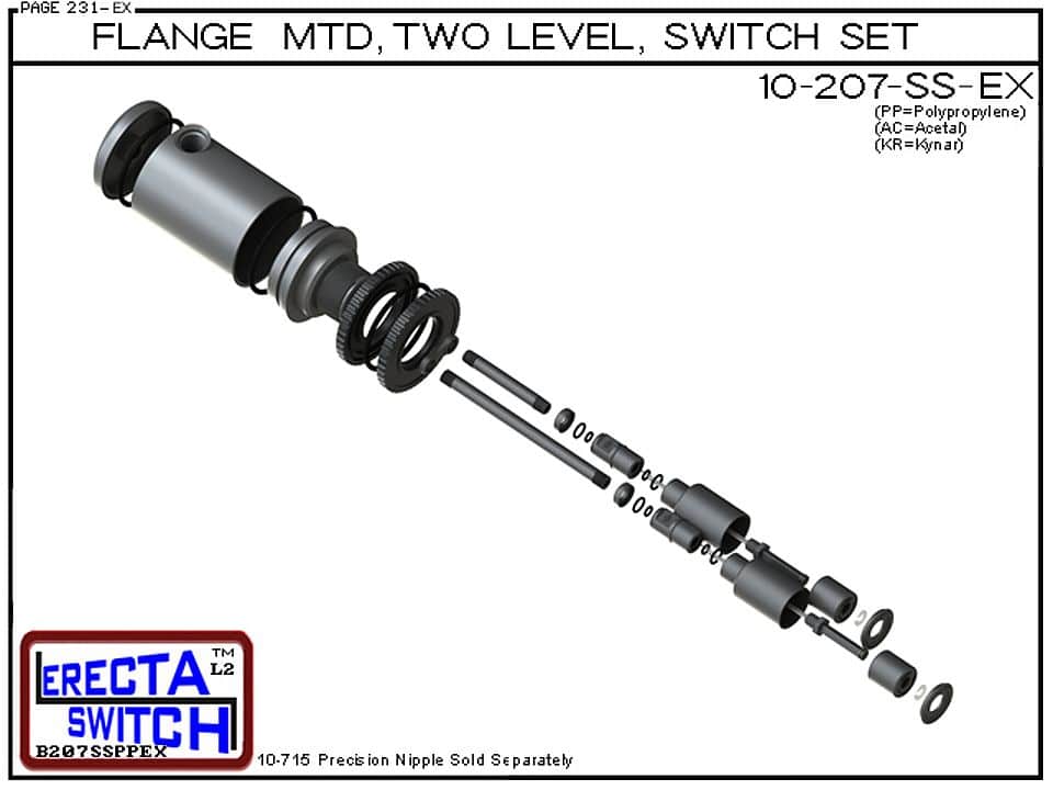 10-207-SS-AC Flange Mounted Relay Housing Shielded 2 Level Switch Set (Acetal) - Image 4