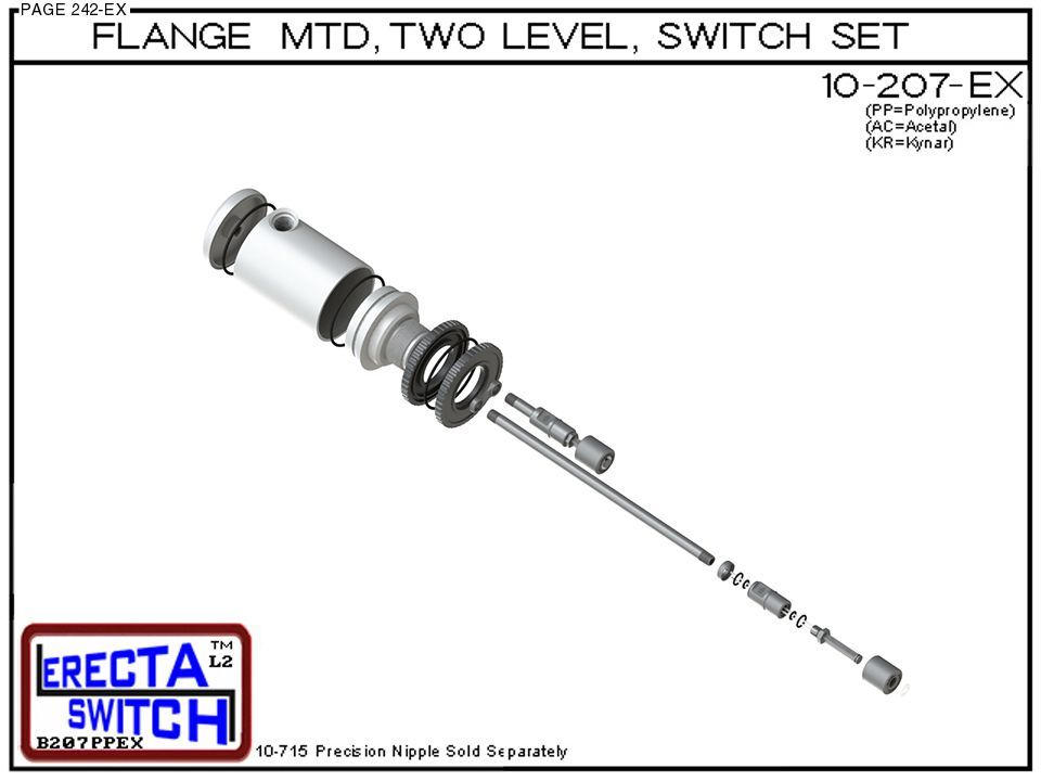 10-207-KR Flange Mounted Relay Housing 2 Level Switch Set (PVDF Kynar) - Image 4