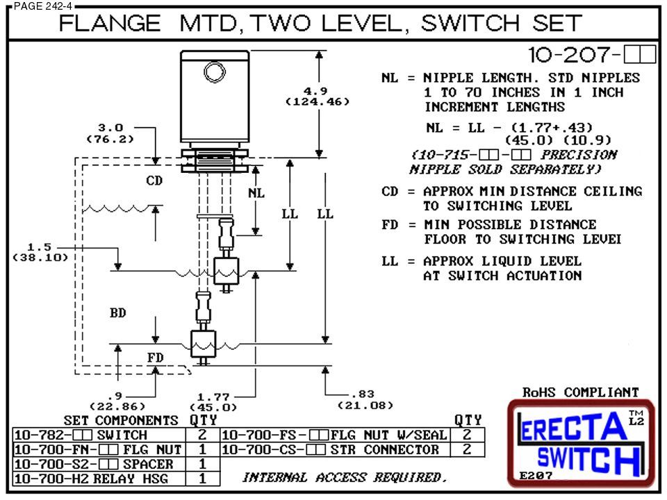 10-207-AC Flange Mounted Relay Housing 2 Level Switch Set (Acetal) - Image 3