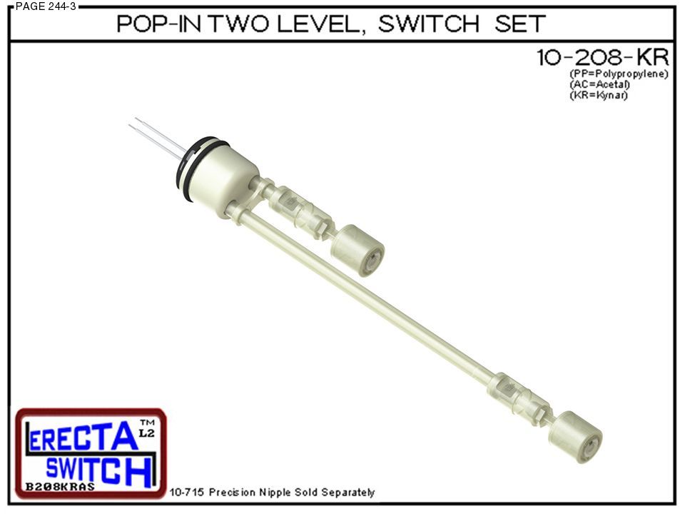 10-208-KR Pop-In Mount 2 Level Float Switch Set (PVDF Kynar) - OEM 10 Pack - Image 2