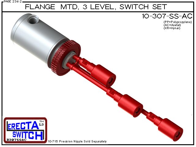 10-307-SS-AC Flange Mounted Relay Housing Shielded 3 Level Switch Set (Acetal) - OEM 10 Pack - Image 2