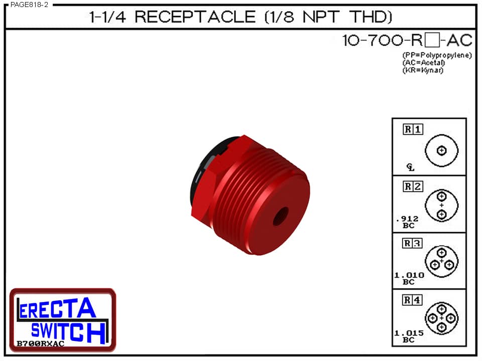 10-700-R1-AC 1-1/4  (1/8 NPT THD) Wiring Receptacle (Acetal) - Image 2