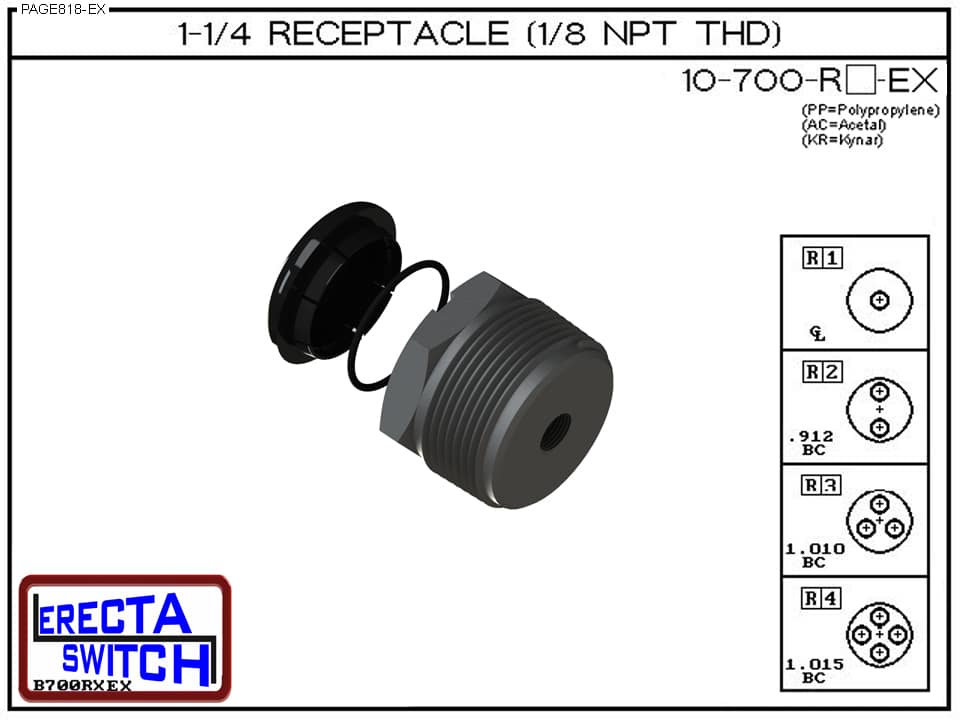 10-700-R1-AC 1-1/4  (1/8 NPT THD) Wiring Receptacle (Acetal) - Image 4