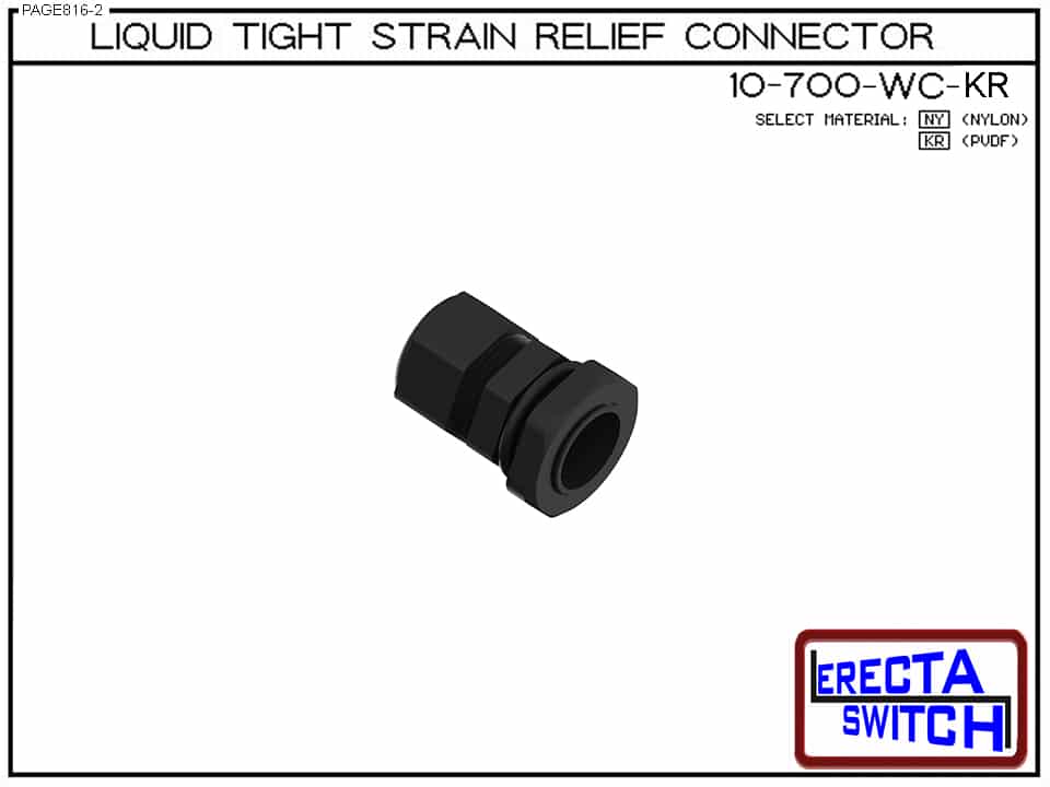 10-700-WC-KR ½” Male Liquid Tight Strain Relief Connector (PVDF Kynar) - Image 2