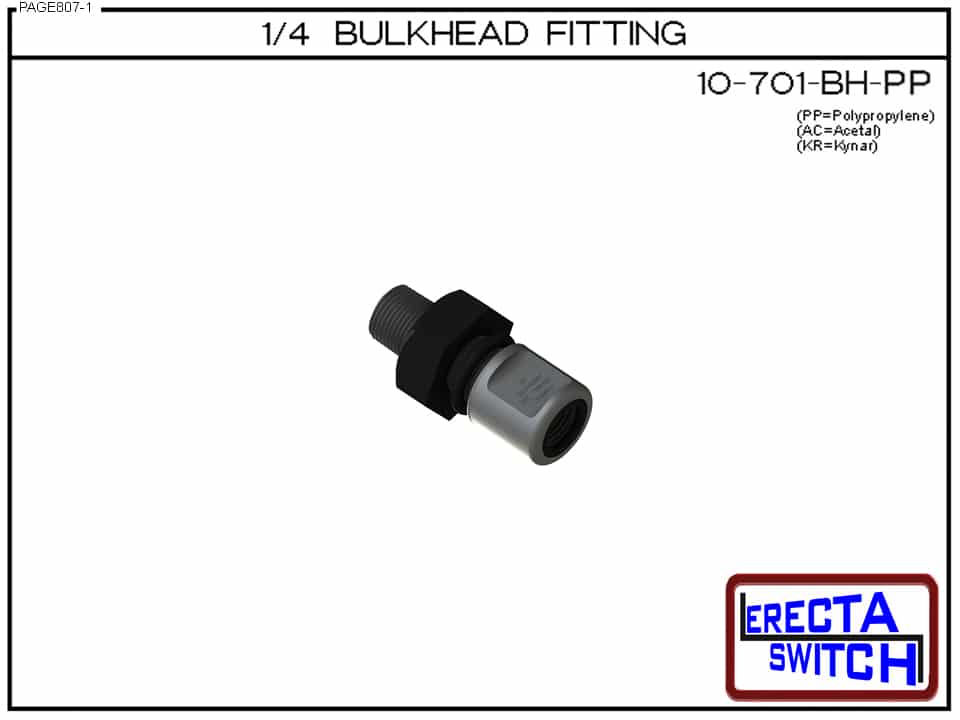 10-701-BH-PP ΒΌ- 1/8 bulk head fitting (Polypropylene) - Image 2