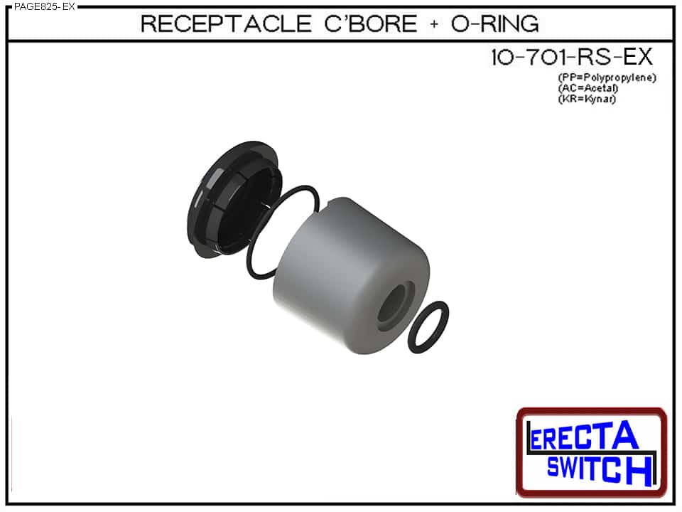 10-701-RS-AC Round Wiring Receptacle with C’bore + O ring Wiring. (Acetal) - 10 Pack - Image 4