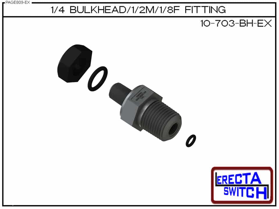 10-703-BH ¼” male to ½” male to 1/8 bulk head fitting (PVDF Kynar) - Image 4