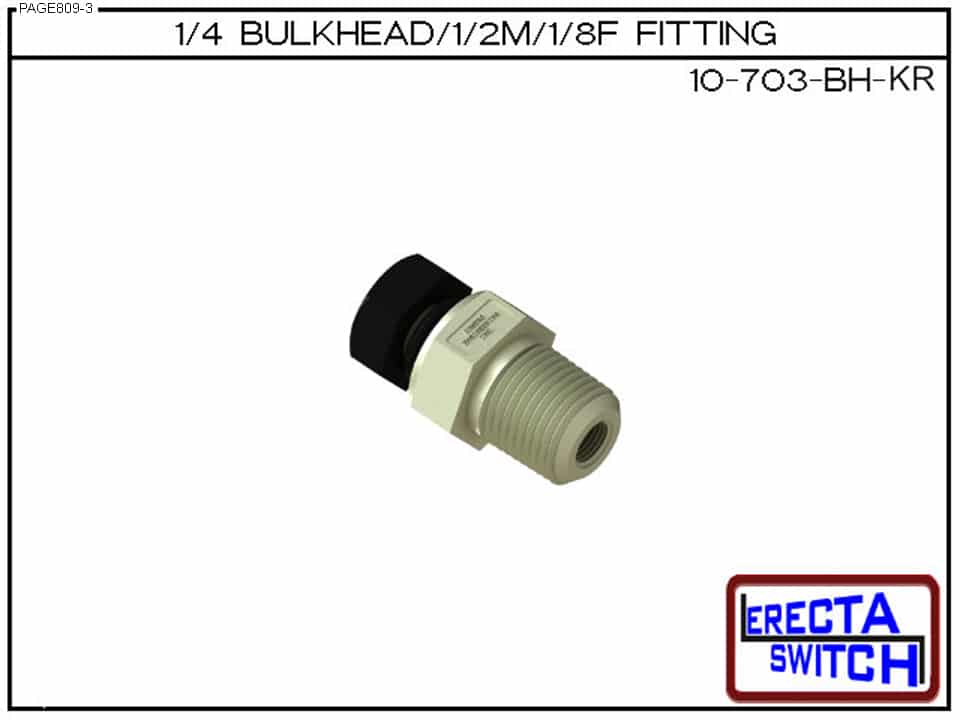 10-703-BH ¼” male to ½” male to 1/8 bulk head fitting (PVDF Kynar) - Image 2