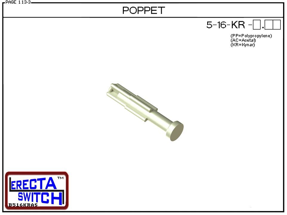 5-16-KR Flow Switch Replacement Poppet (PVDF Kynar) - Image 2