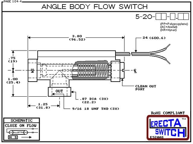 5-20-PP Angle Body Flow Switch (Polypropylene) - Image 3