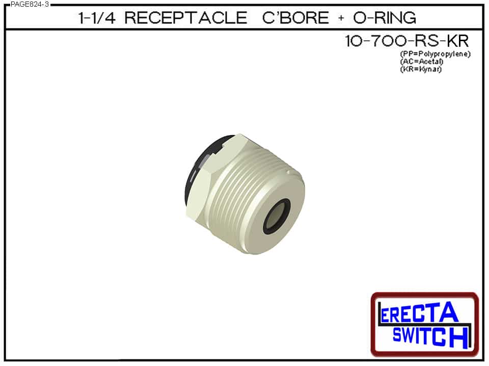 10-700-RS-KR 1-1/4 NPT C’bore + O ring Wiring Receptacle. (PVDF Kynar) - Image 2