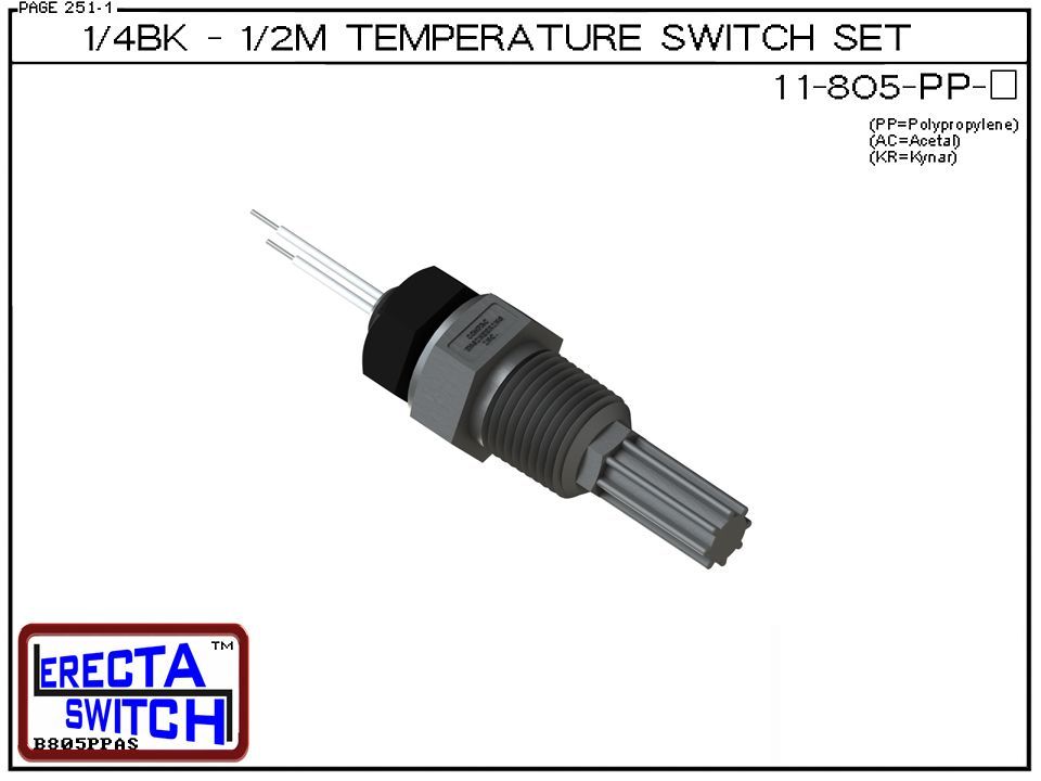 11-805-PP 1/4 Bulkhead - 1/2 Male NPT Temperature Switch Set (Polypropylene) - Image 2