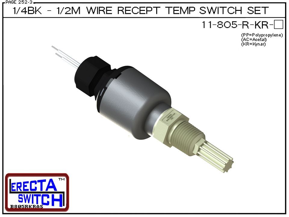 11-805-R-KR 1/4 Bulkhead - 1/2 Male NPT Wire Receptable Temperature Switch Set (PVDF Kynar) - OEM 10 Pack - Image 2