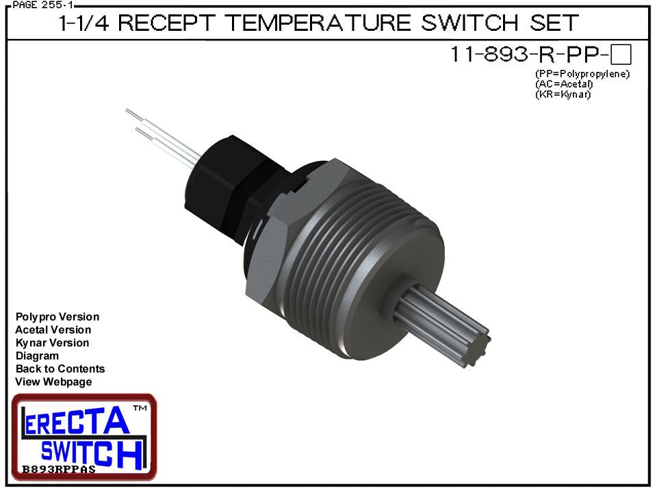 11-893-R-PP Bimetal 1-1/4 Wire Receptacle Temperature Switch Set (Polypropylene) - Image 2