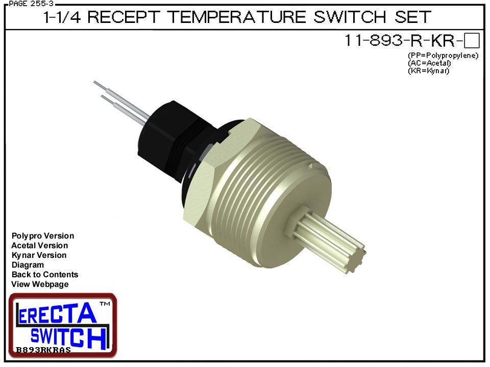 11-893-R-KR Bimetal 1-1/4 Wire Receptacle Temperature Switch Set (PVDF Kynar) - OEM 10 Pack - Image 2