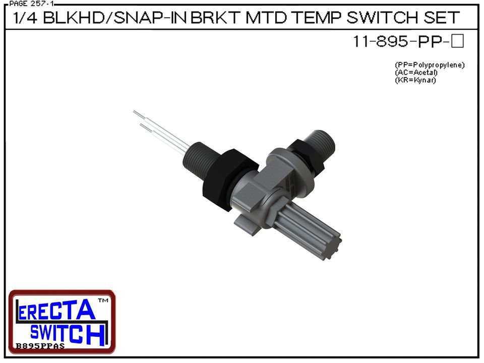 11-895-PP Bimetal 1/4 Bulkhead / Snap-In Bracket Mounted Temperature Switch Set (Polypropylene) - OEM 10 Pack - Image 2