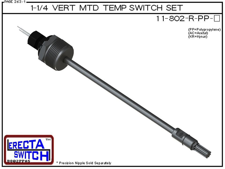 11-802-R-PP 1-1/4 Mounted Wire Receptacle Temperature Probe / Bimetal Temperature Switch Set (Polypropylene) - OEM 10 Pack - Image 2