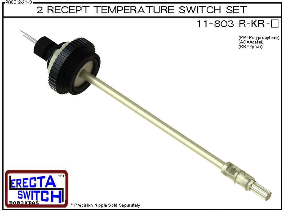 11-803-R-KR 2" NPT Wire Receptacle Temperature Probe / Bimetal Temperature Switch Set (PVDF Kynar) - OEM 10 Pack - Image 2