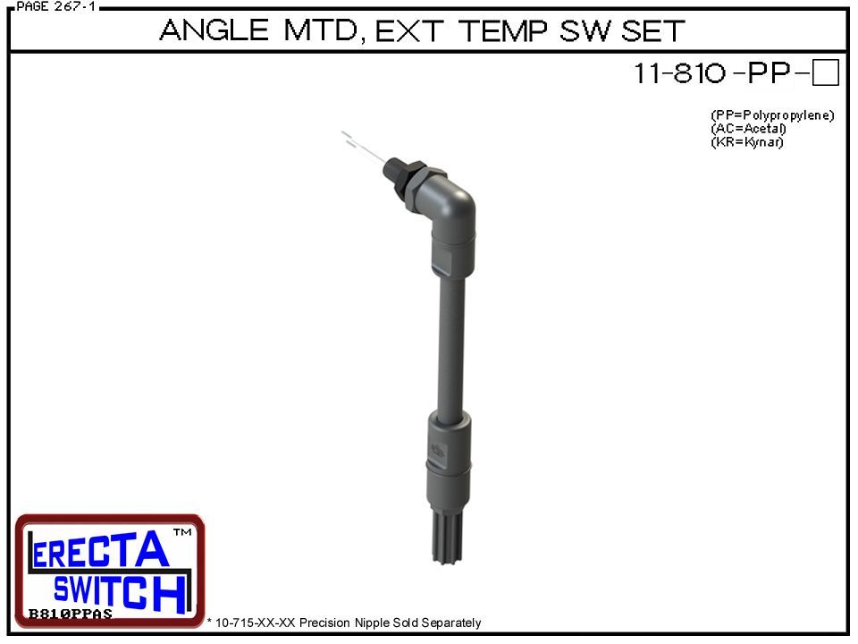 11-810-PP Angle Connector Mounted Extended Temperature Probe / Bimetal Temperature Switch Set (Polypropylene) - OEM 10 Pack - Image 2