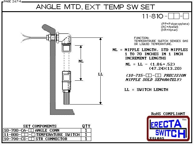 11-810-PP Angle Connector Mounted Extended Temperature Probe / Bimetal Temperature Switch Set (Polypropylene) - OEM 10 Pack - Image 3