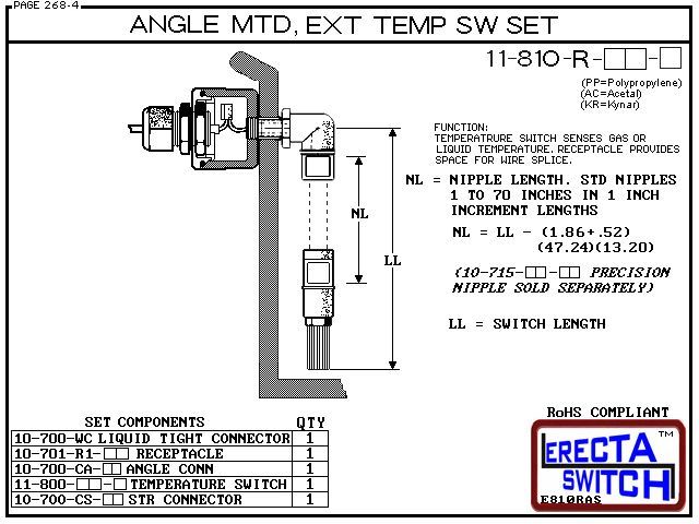 11-810-R-AC Angle Connector Mounted Receptacle Extended Temperature Probe / Bimetal Temperature Switch Set (Acetal) - OEM 10 Pack - Image 3